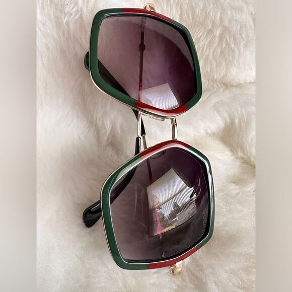 New Fashion Oversized Square Sunglasses For Women Men Vintage BigFrame Green/Red - Picture 16 of 16